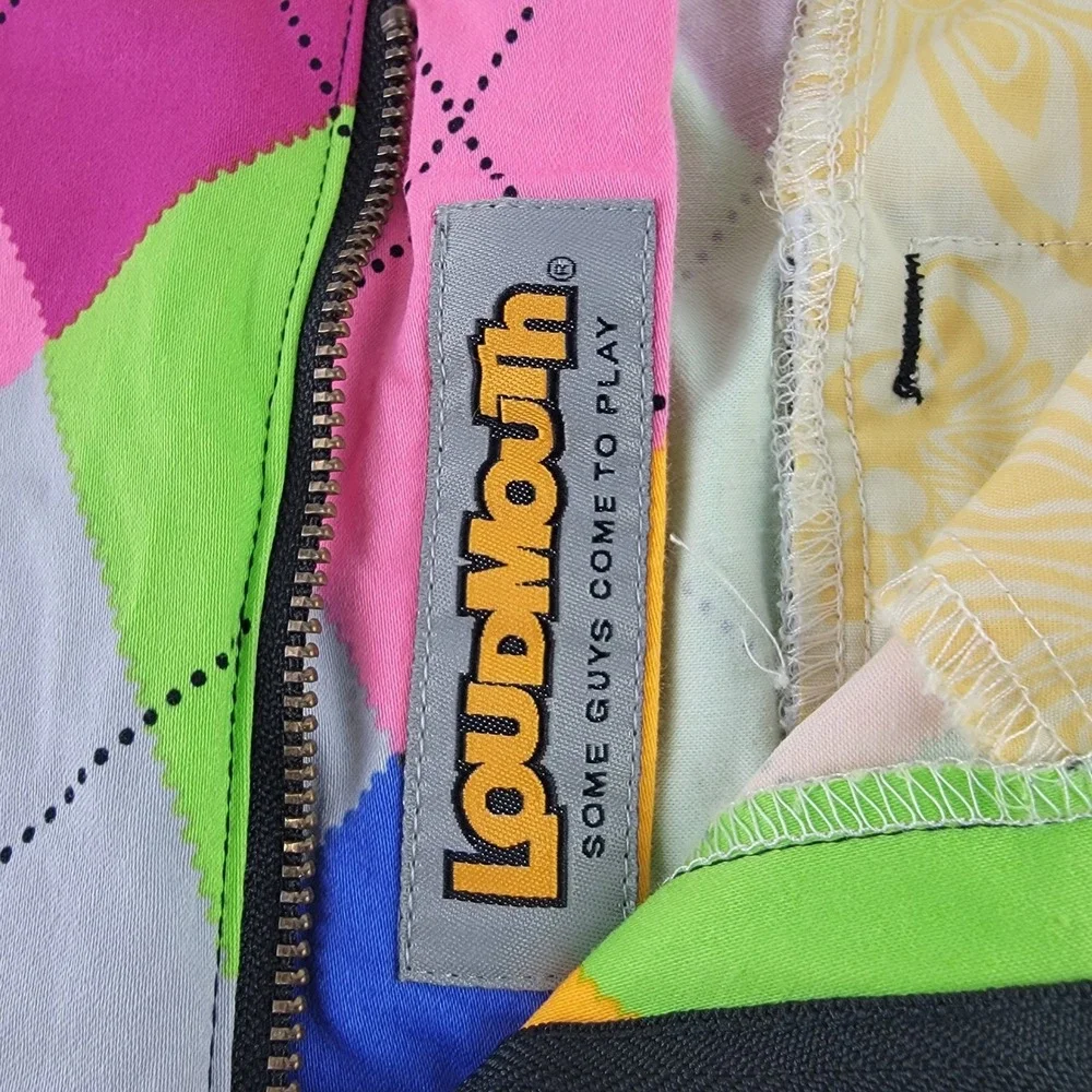 Loudmouth Golf Mens 34x32 (31.5) Argyle Multicolor Cotton Stretch Golf Pants